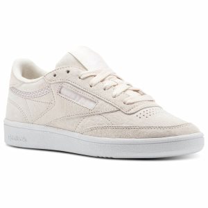 Adidasy Damskie Reebok Club C 85 Trim Nubuck Różowe/Białe/Szare PL 91RADJH